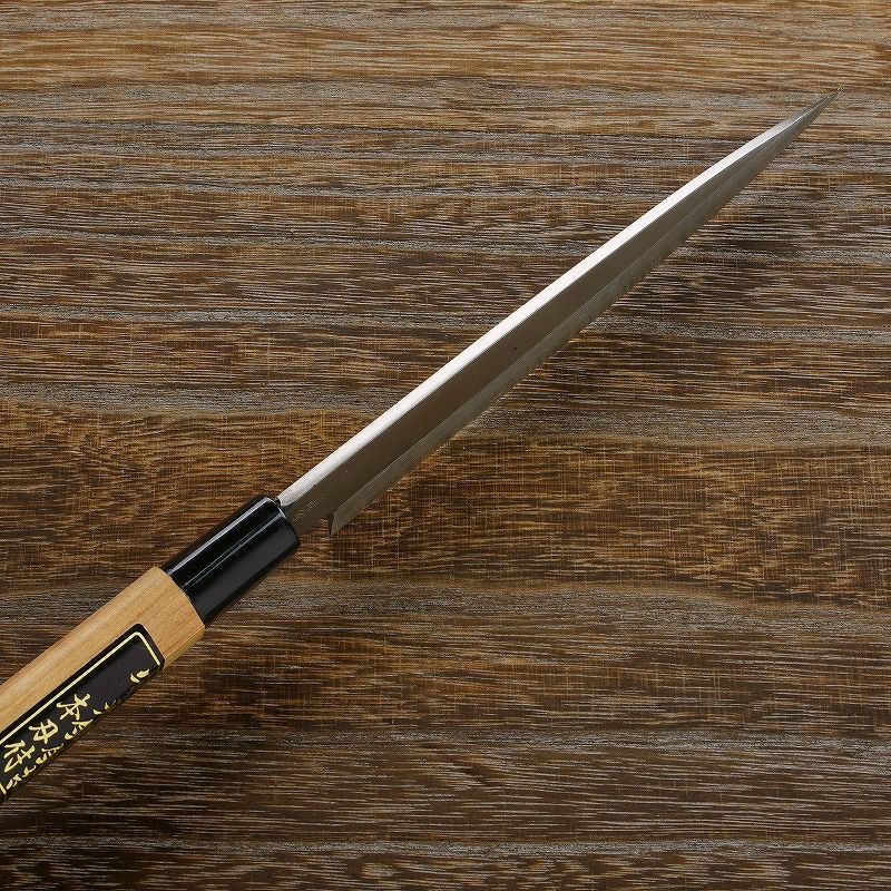 柳刃包丁 片刃 180mm 銀三ステンレス 桜柄