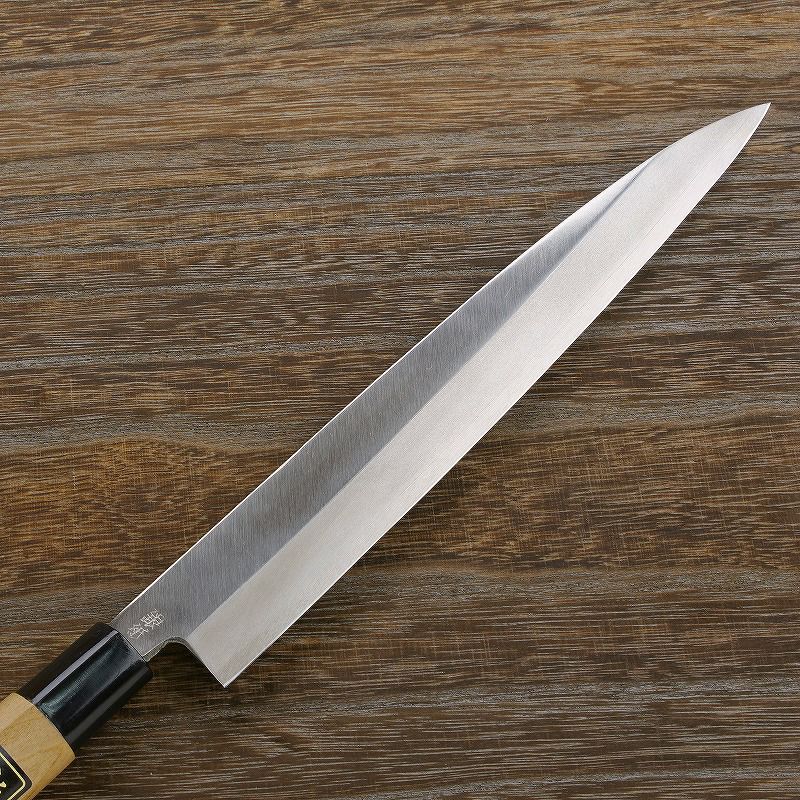 柳刃包丁 片刃 240mm 銀三ステンレス 桜柄