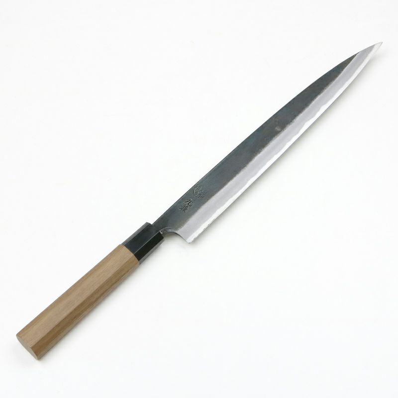 元兼 柳刃包丁 両刃 240mm 青紙1号 割込み 黒打ち仕上げ 極上品