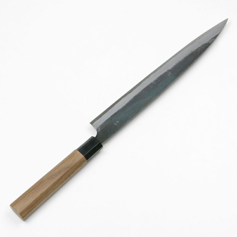 元兼 柳刃包丁 両刃 240mm 青紙1号 割込み 黒打ち仕上げ 極上品