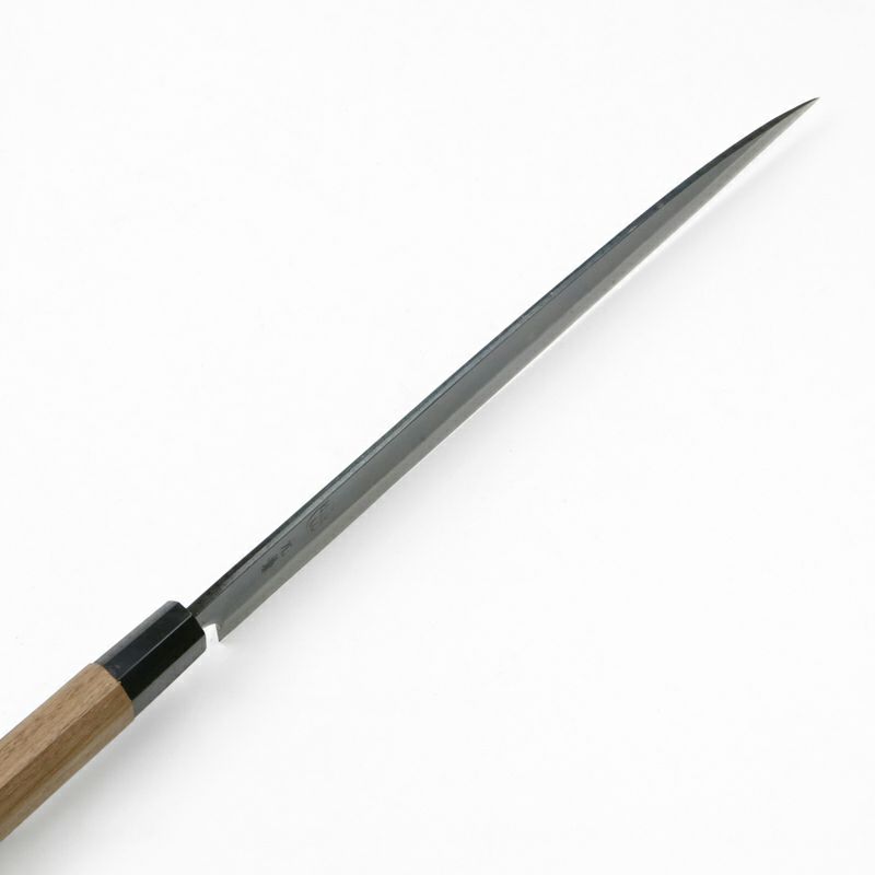 元兼 柳刃包丁 両刃 240mm 青紙1号 割込み 黒打ち仕上げ 極上品