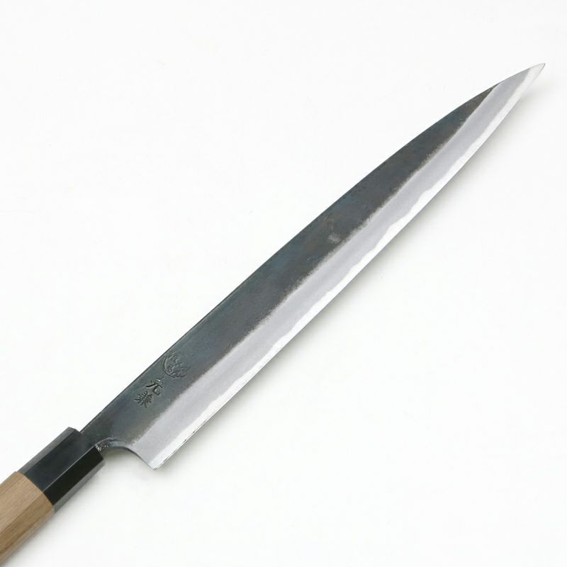 元兼 柳刃包丁 両刃 240mm 青紙1号 割込み 黒打ち仕上げ 極上品