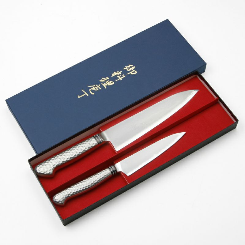 包丁セット ステン＆ニッケル63層ダマスカス 牛刀2本組 120＆180