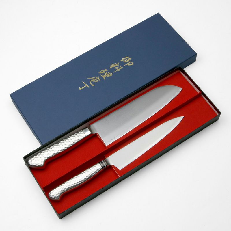 包丁セット ステン＆ニッケル 63層鋼 ダマスカス模様 2本組 三徳包丁 両刃 175mm ステンレス一体型 ペティナイフ 両刃 150mm ステンレス一体型