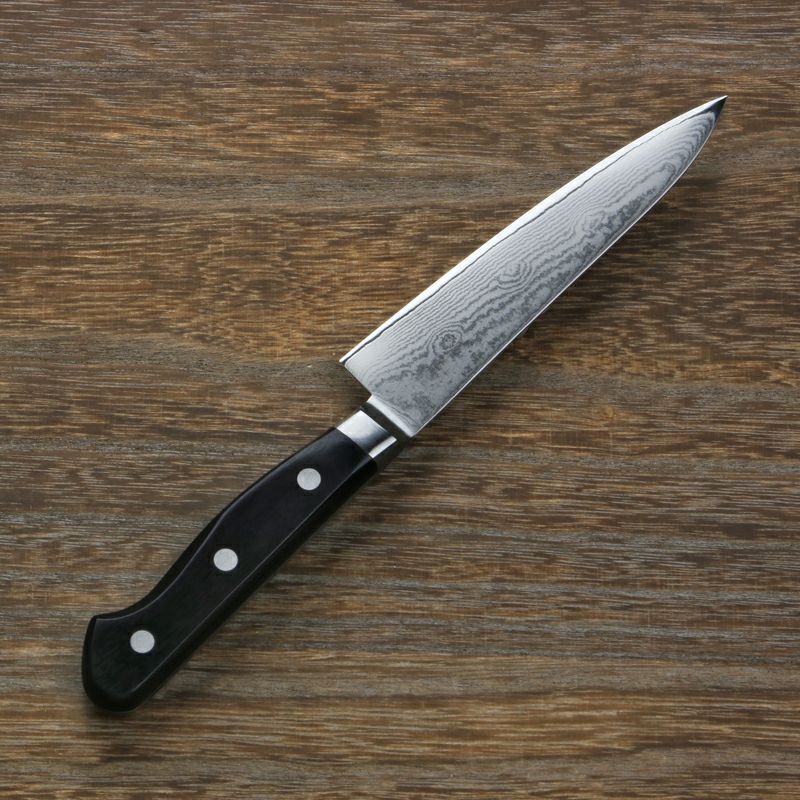 ペティナイフ 両刃 120mm V金10号 ステンレス ダマスカス模様ペティナイフ 両刃 120mm V金10号 ステンレス ダマスカス模様