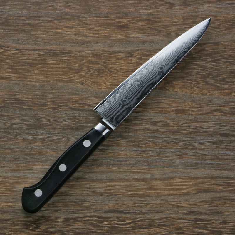 ペティナイフ 両刃 150mm V金10号 ステンレス ダマスカス模様