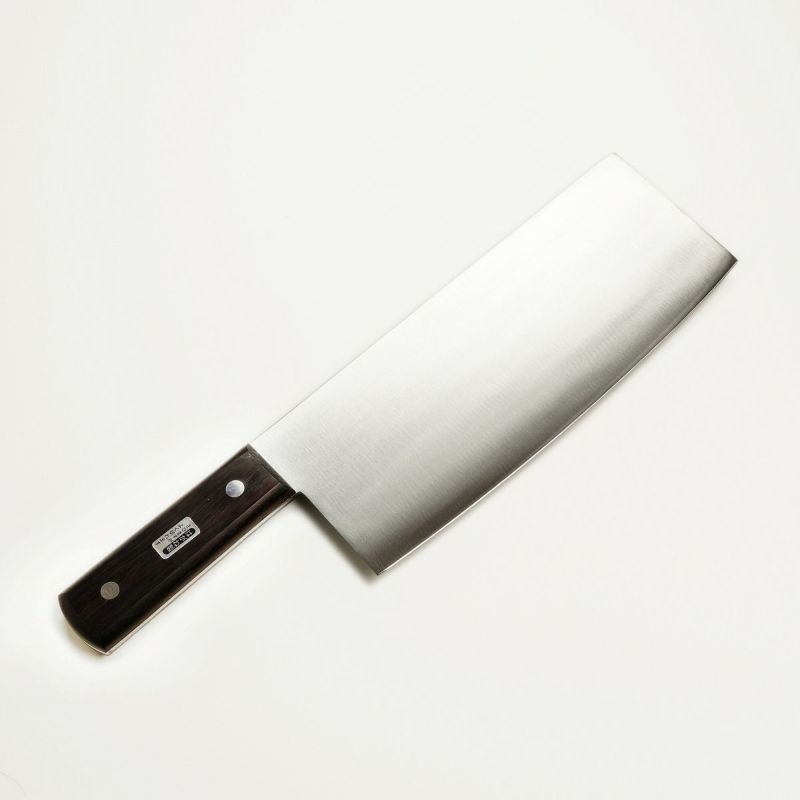 中華包丁 両刃 220mm 鋼製 方頭刃 中厚