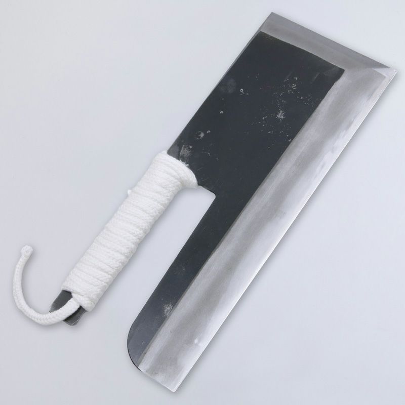 そば切り包丁 片刃 330mm 安来青紙鋼 鋼付 ロープ巻き 全体