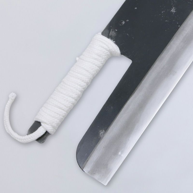 そば切り包丁 片刃 330mm 安来青紙鋼 鋼付 ロープ巻き 柄