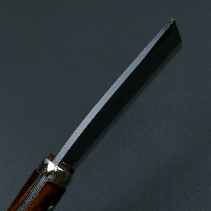 東周作 最高級 黒打腰鉈 両刃120mm 白紙鋼 ウォルナット鞘 鞘付き