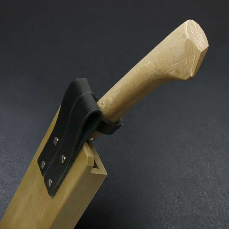 東周作 極上 枝打鉈 オタフク型500g 青紙鋼 鞘付き 柄