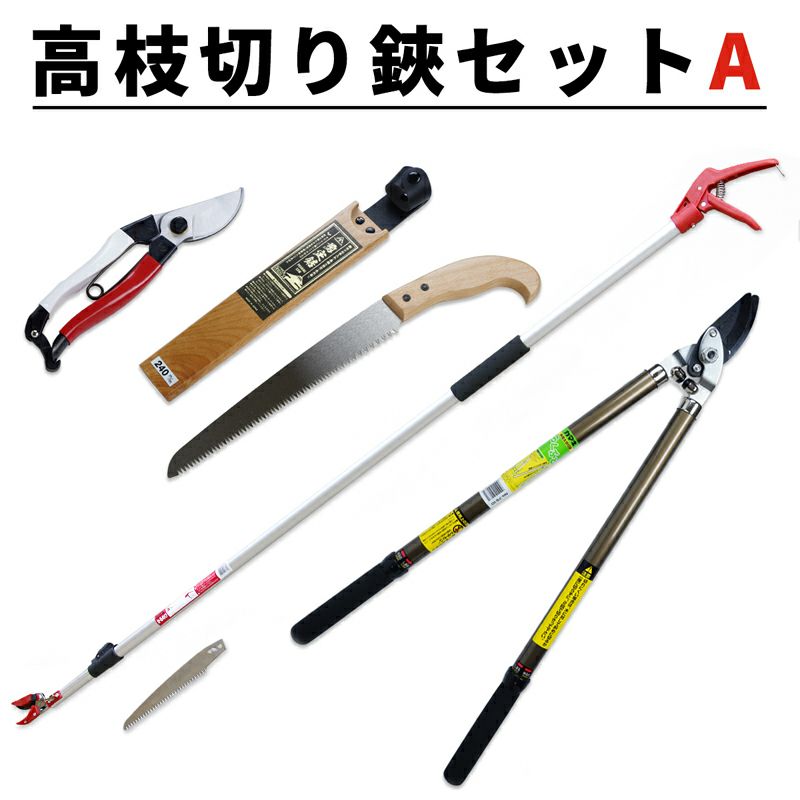 高枝切り鋏 Aセット 基本4点セット 高枝切鋏 太枝切鋏 剪定鋸 剪定鋏