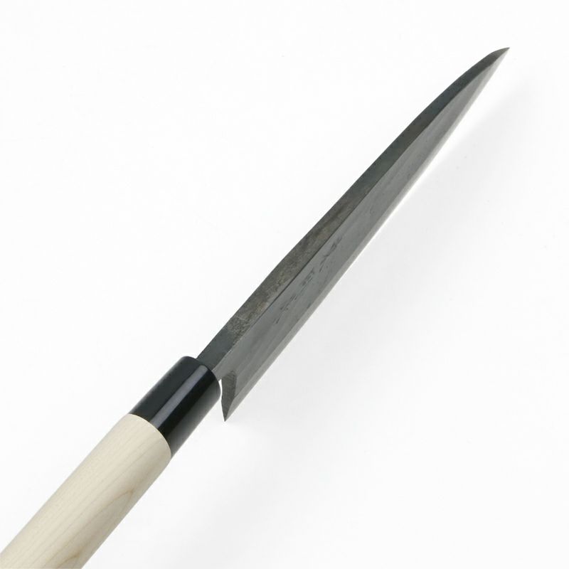 東周作 出刃包丁 両刃 180mm 白紙1号 割込み 黒打ち仕上げ 高級品