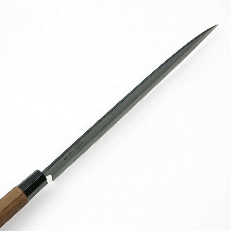 元兼 柳刃包丁 270mm 両刃 青紙1号 割込み 黒打ち仕上げ 八角クルミ柄 土佐打ち刃物 極上品 峰