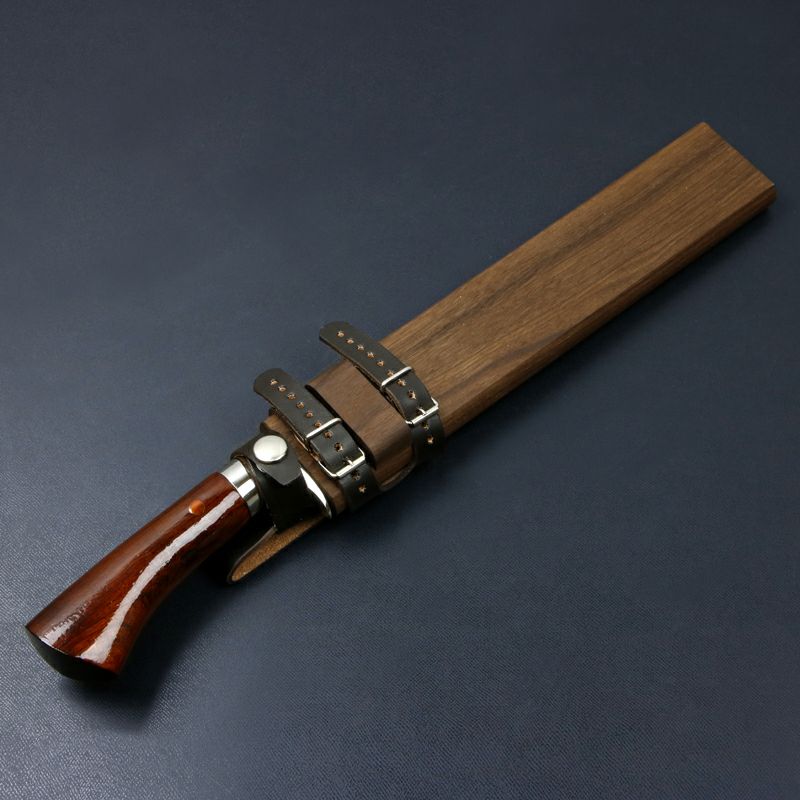 東周作 狩猟用 剣鉈 青紙鋼 ダマスカス模様 直刃8寸 洋漆仕上