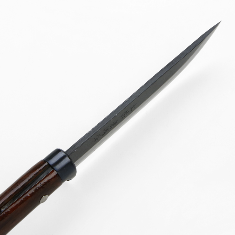 東周作 アウトドア用黒打剣鉈 150mm 白紙鋼 オイルステン仕上げ ケース付き 峰