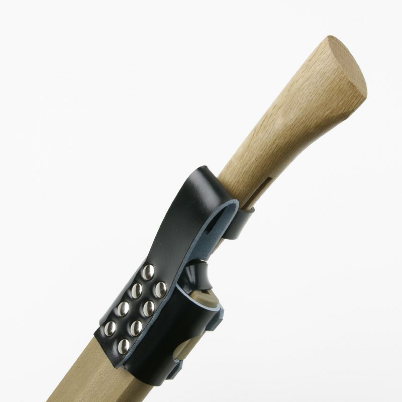 アウトドア用黒打剣ナタ 180mm 青紙鋼 ツバなし 並鞘付き