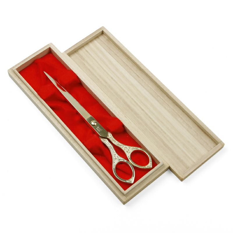 唐草 総金テープ切鋏 210mm 桐箱入 桐箱入り