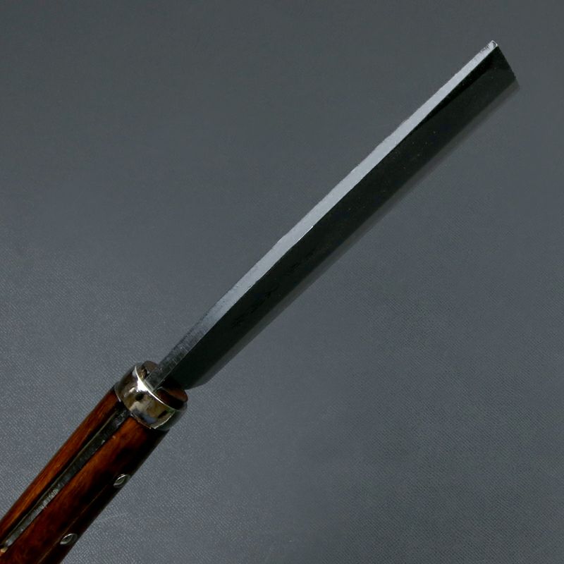 東周作 最高級 黒打腰鉈 両刃165mm 白紙鋼 ウォルナット鞘 鞘付き