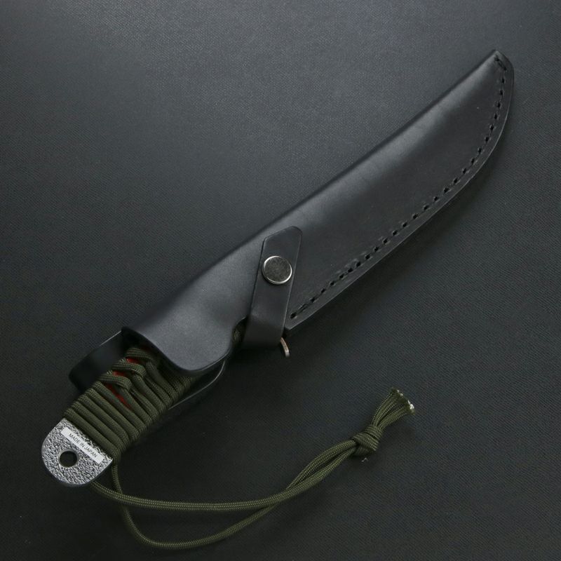 雲流 青紙鋼剣ナタ 150mm ダマスカス ロープ巻柄 本革ケース付き