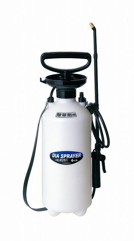 フルプラ プレッシャー式噴霧器 6L 除草剤用 単頭式エンプラ製ショートノズル(46cm)付き No.8261 日本製