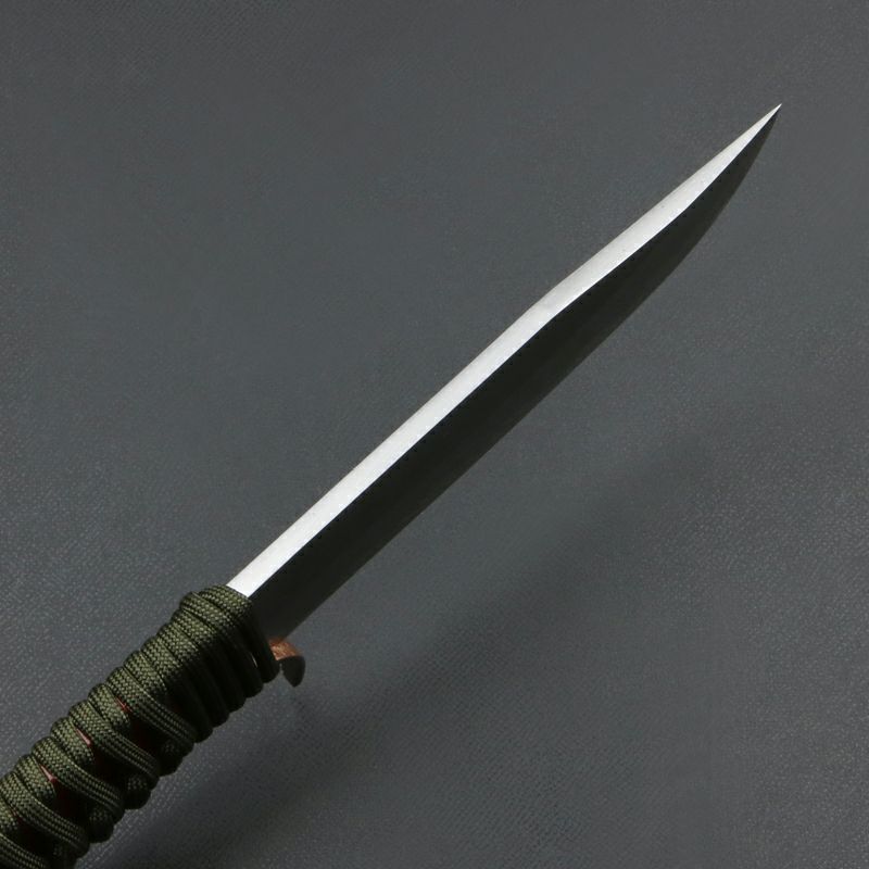 雲流 青紙鋼剣ナタ 135mm ダマスカス ロープ巻柄 本革ケース付き