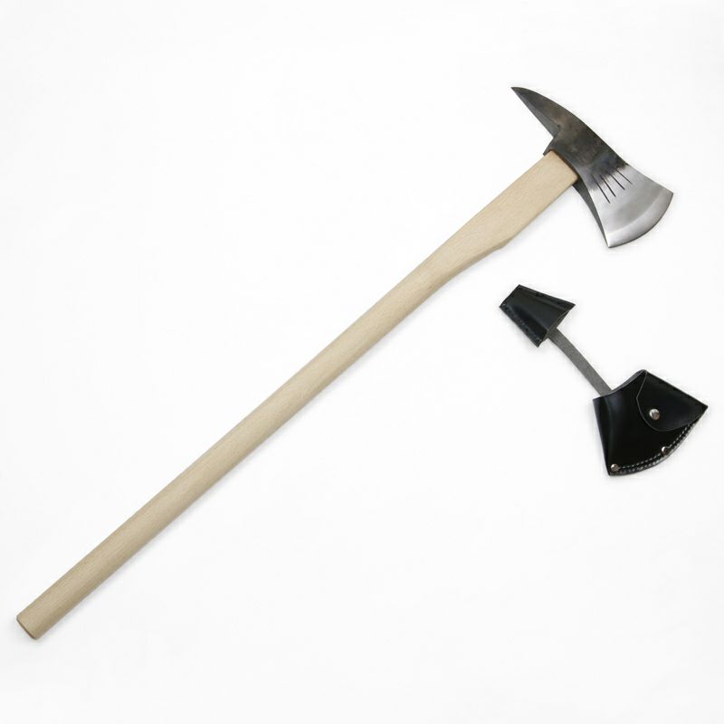 全鋼 ツノ付き消防斧2000ｇ柄付 カバー付き 全体