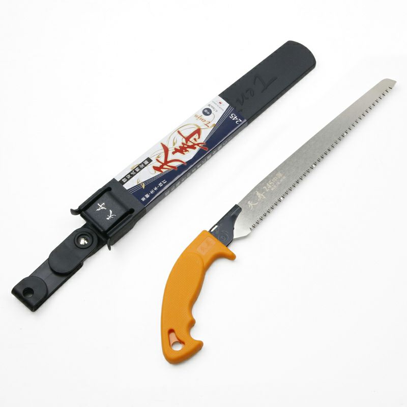 果樹剪定専用 天寿 替刃式鞘入剪定鋸 中厚 245mm 本体 全体