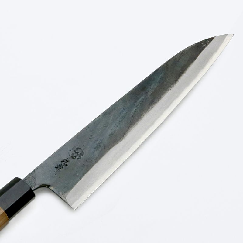 元兼 和牛刀 両刃 210mm 青紙1号 割込み 黒打ち仕上げ クルミ柄 極上品 鍛造品 土佐打ち刃物