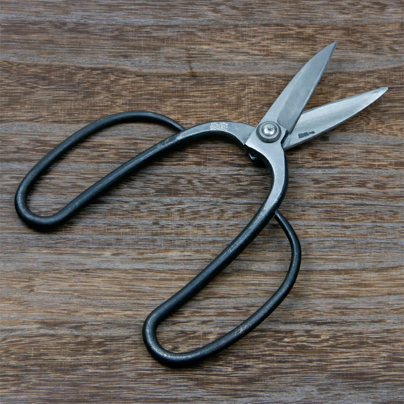 佐保 植木屋鋏 津島型 3寸刃 青紙鋼 カシメ止め 総手造り鍛造品 開き