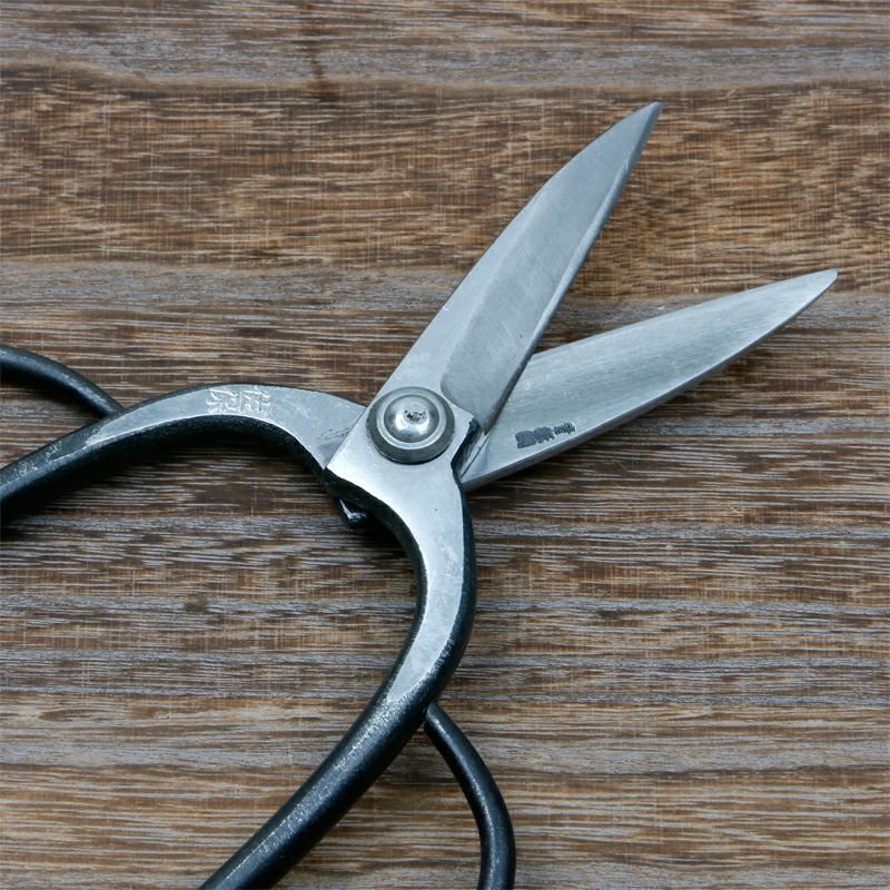 佐保 植木屋鋏 津島型 3寸刃 青紙鋼 カシメ止め 総手造り鍛造品 刃開き