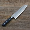 青馬 三徳包丁 両刃 180mm 青紙スーパー鋼 割込み ステンレス 槌目仕上げ 共口金付き 黒合板柄 全体