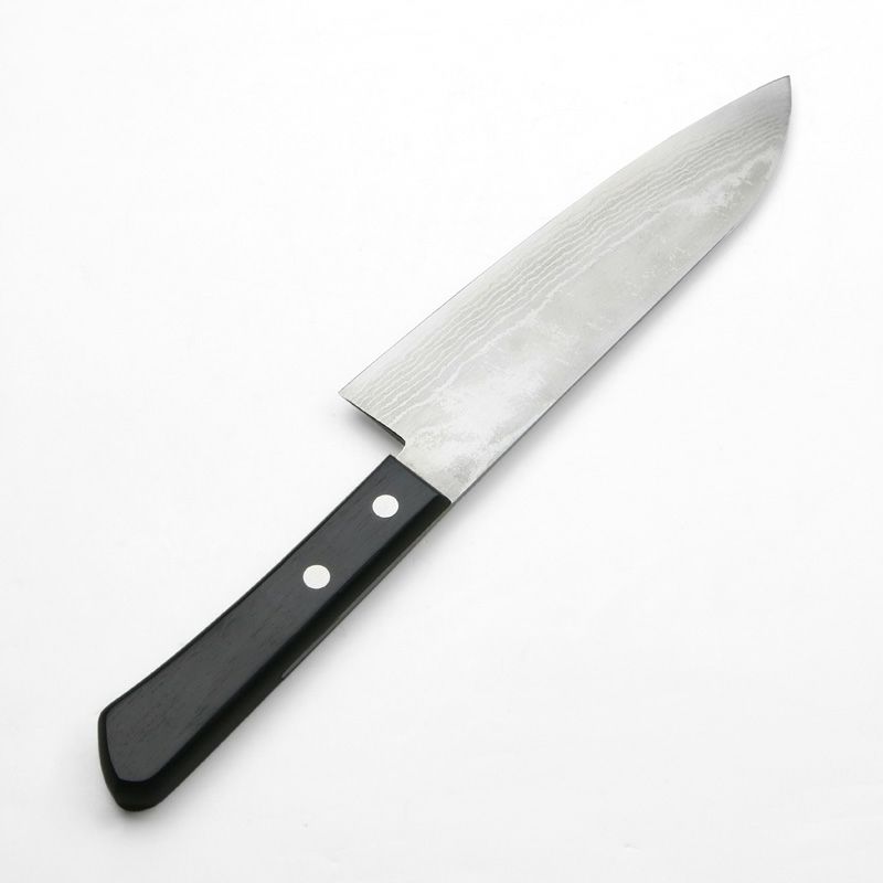 包丁と砥石のセット 重宏別作 三徳包丁 両刃 170mm V金10号 ダマスカス模様 京東山 CRセラ 中砥石 #1000台付 三徳包丁裏