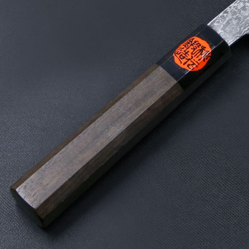 田中誠貴作 春風 和牛刀 両刃 210mm 粉末ハイスR2 割込み ステンレス ダマスカス模様  ウォルナット柄 木箱入り 鍛造品 柄