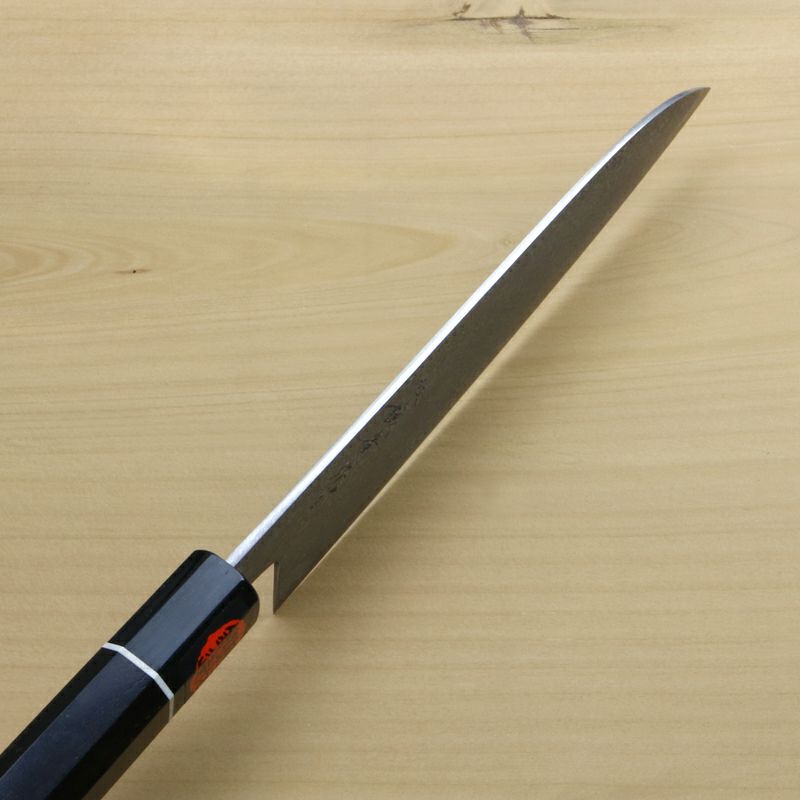 誠貴作 羽々斬 三徳包丁 両刃 165mm 粉末ハイスR2 割込み ステンレス ダマスカス模様 黒檀柄 木箱入り