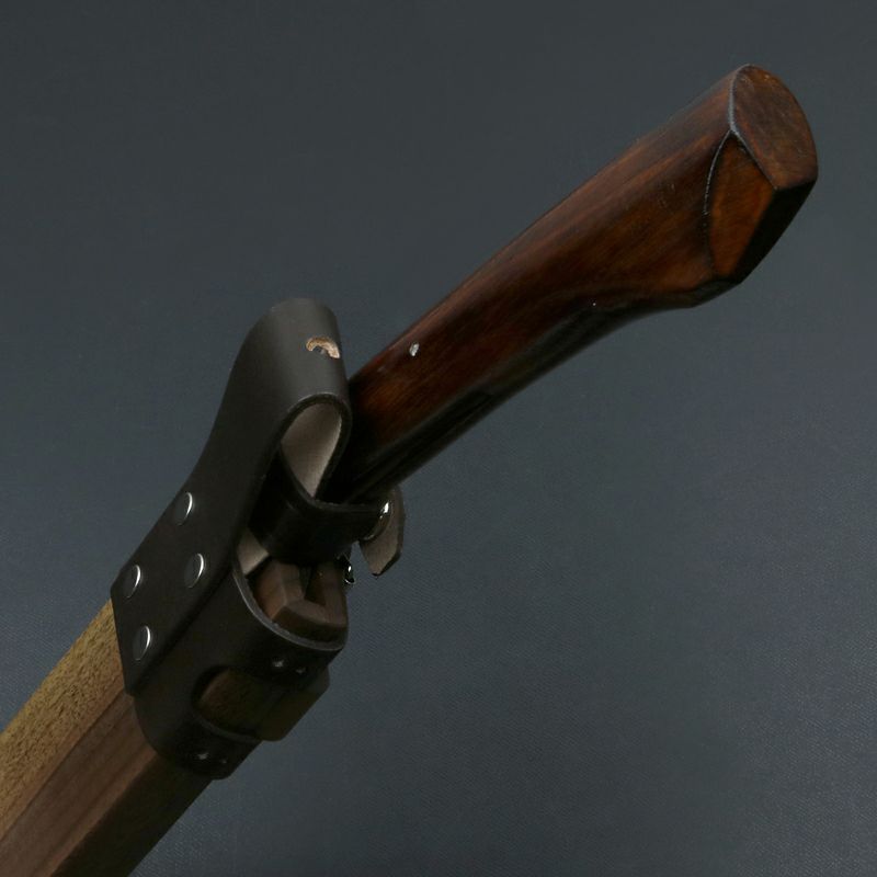 東周作 最高級 黒打腰鉈 両刃210mm 白紙鋼 ウォルナット鞘 鞘付き