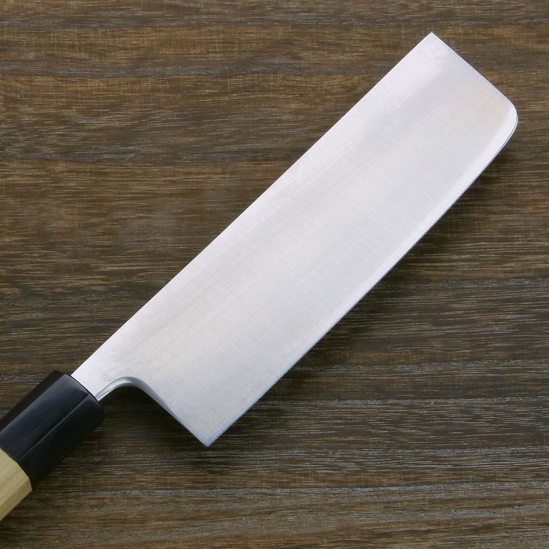 菜切り包丁 両刃 165mm 粉末ハイスR2 割込み ステンレス 水牛八角柄  鍛造品 木箱入り