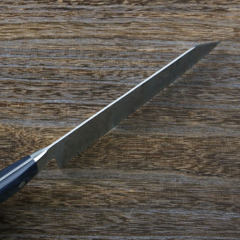 三徳包丁 切付型 両刃 190mm 槌目仕上げ AUS10 三層鋼 ステンレス 青合板柄 峰