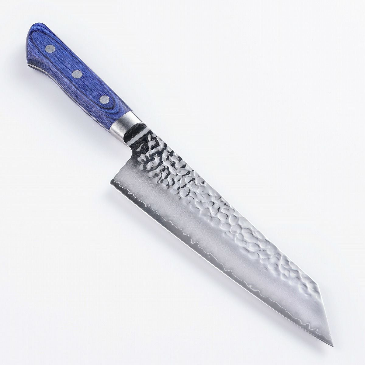 包丁セット 切付型 AUS10 三層鋼 ペティ135＆三徳190 槌目青合板柄 ステン割込