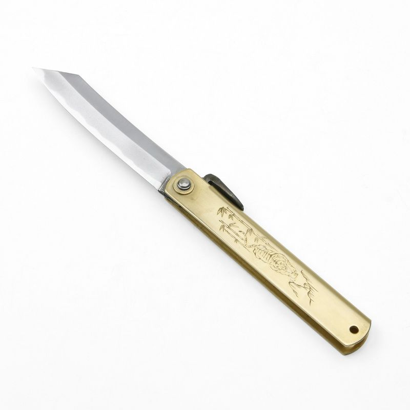 肥後守定駒 青紙鋼割込 特別手造り 真鍮「特大」桐箱入