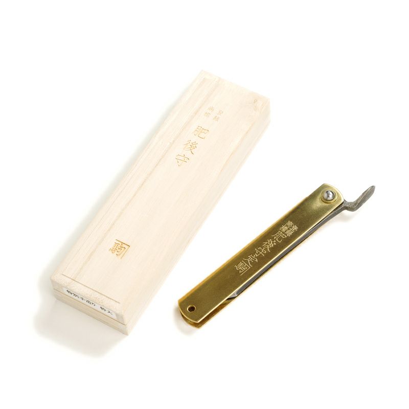 肥後守定駒 青紙鋼割込 特別手造り 真鍮「特大」桐箱入