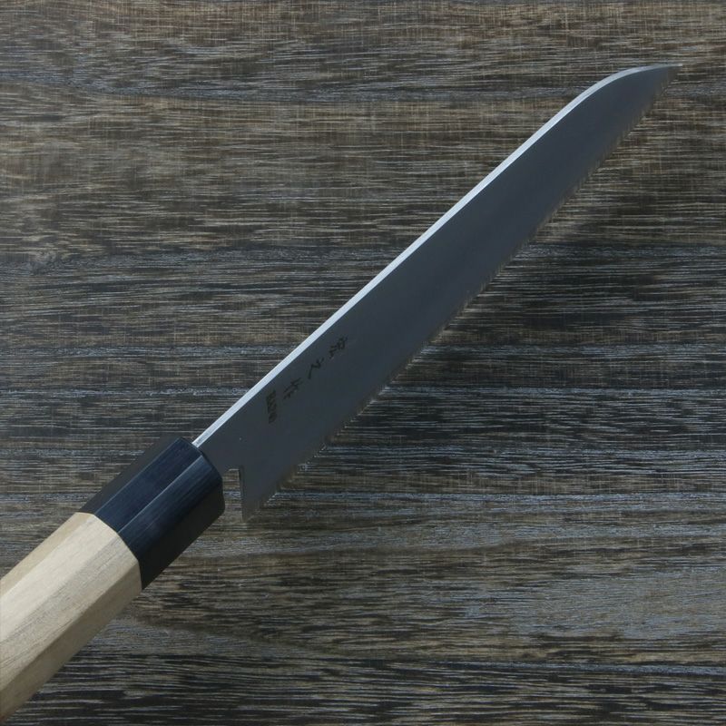 三徳包丁 両刃 170㎜ 粉末ハイスHAP40鋼 割込み ステンレス 八角クルミ柄