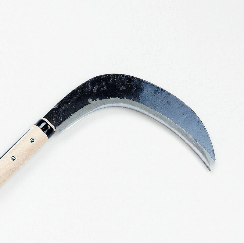 雄鹿 片手 下刈鎌 両刃 195mm 青紙鋼 2尺柄 赤ケース付 火造り鍛造品