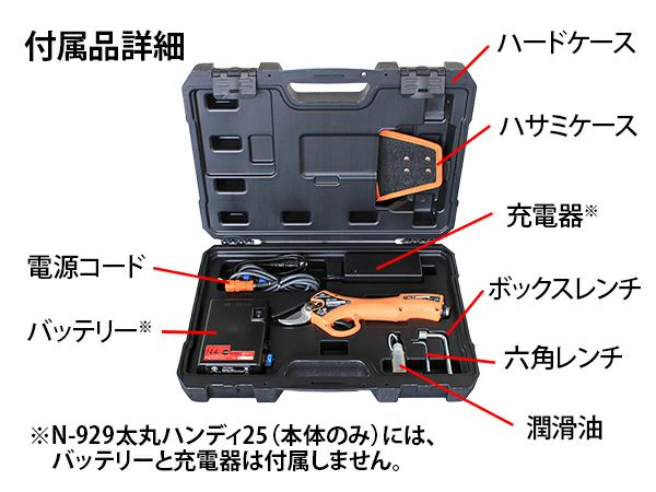 充電式剪定鋏 ニシガキ 太丸ハンディ25 バッテリー・充電器付 N-928