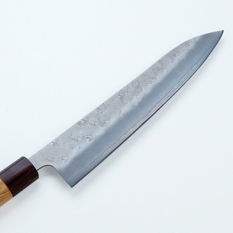 和牛刀 両刃 210mm 銀三ステンレス 割込み 梨地仕上げ 八角ケヤキ柄 刃