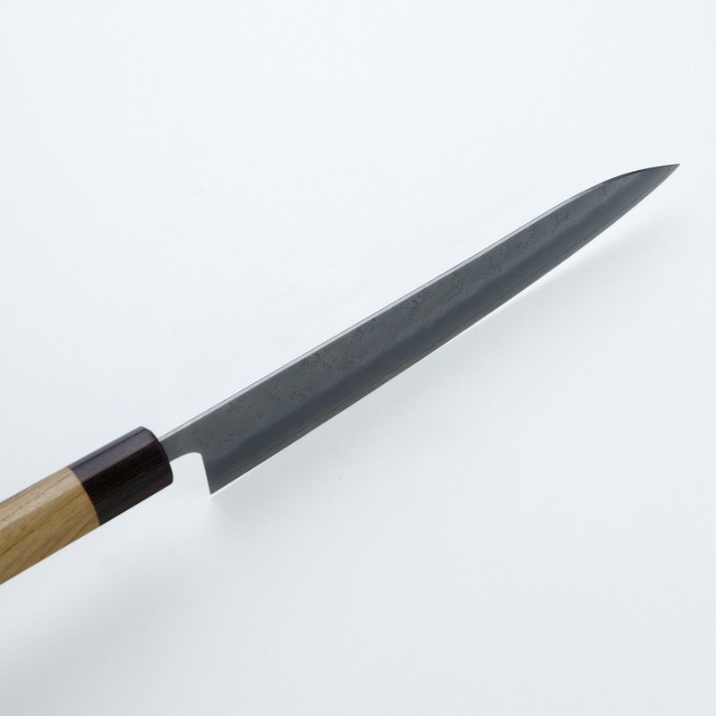 和牛刀 両刃 210mm 銀三ステンレス 割込み 梨地仕上げ 八角ケヤキ柄 峰