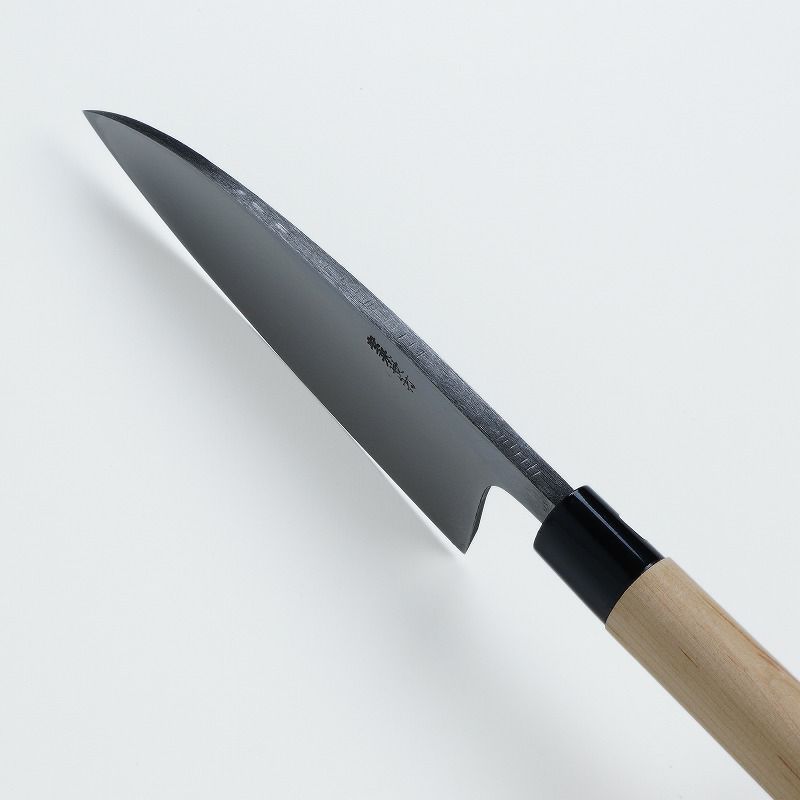 出刃包丁 片刃 165mm 白紙2号 黒打ち槌目 カスミ研 桜柄