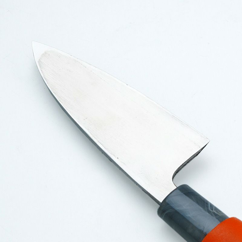 小出刃包丁 片刃 105mm V金10号 ステンレス 槌目仕上げ PVCグリップ 左利き用