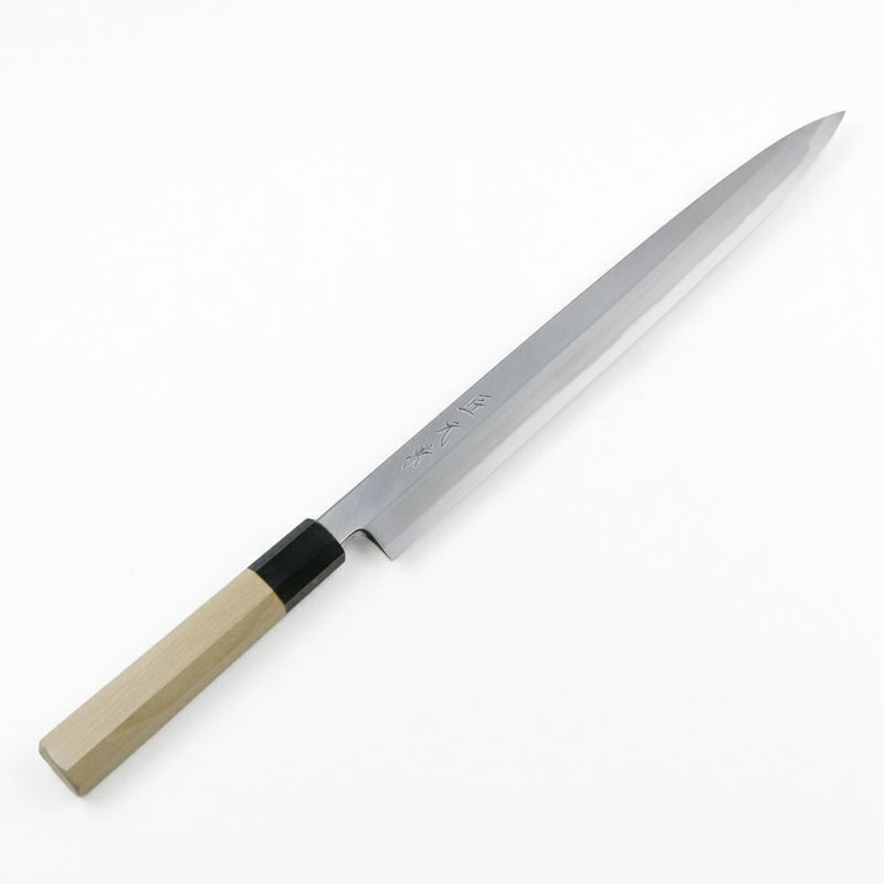 匠元兼 柳刃包丁 片刃 300mm 白紙1号 付け鋼 水牛八角柄 木鞘付 極上品 全体