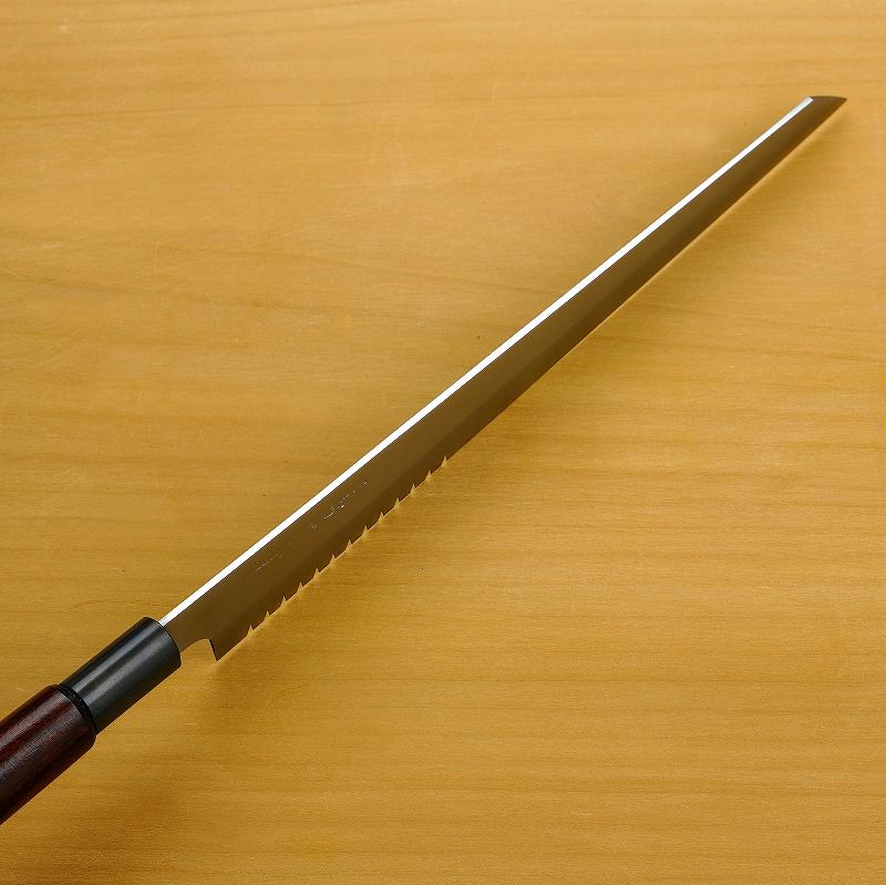 三寿ゞ作 サンドイッチナイフ 両刃 240mm 切付型 V金10号 ステンレス割込み 真鍮口輪 漆塗り柄